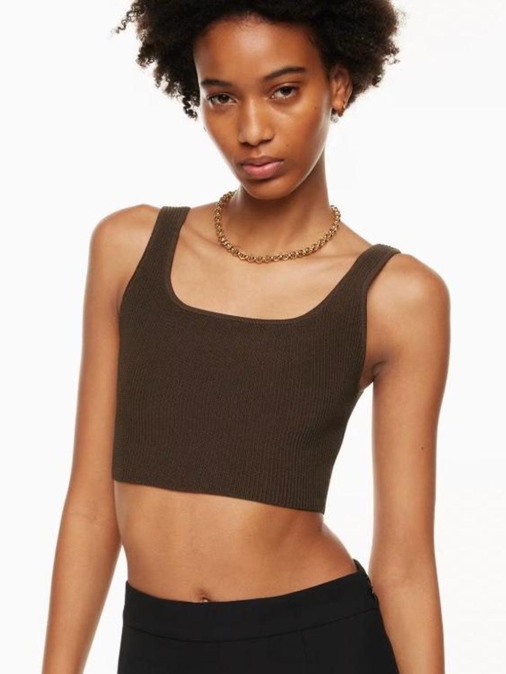 Aritzia Babaton Sculpt Knit Square-Neck Cropped Tank Top